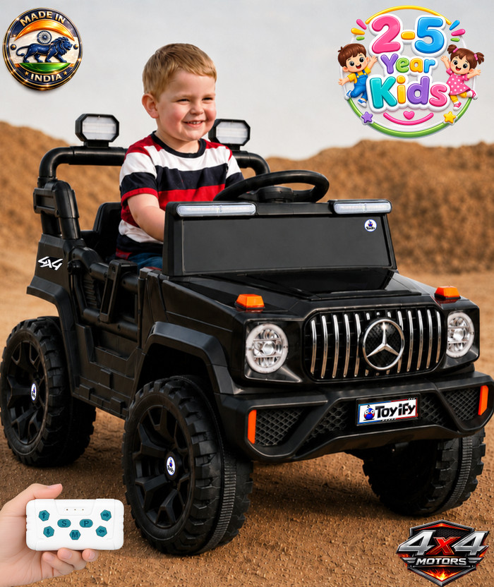 Toyify 12V 4x4 Ride-On Kids Car battery Jeep – Remote Control, Music & Lights Jeep Battery Operated Ride On(Black)