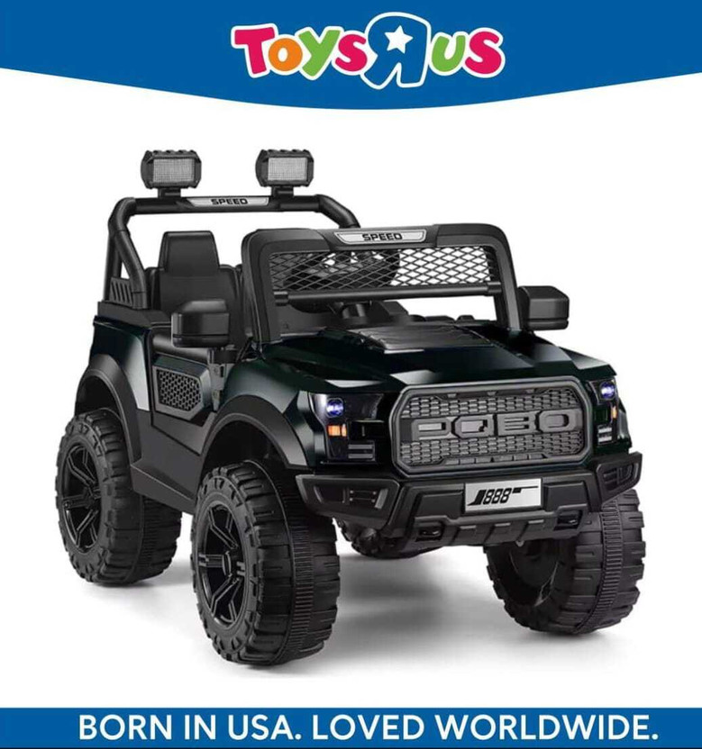 Toys R Us Avigo Electric Ride on-Dual Control Mode, Swing Function, Led Lights, with Seat Belts Jeep Battery Operated Ride On(Black)