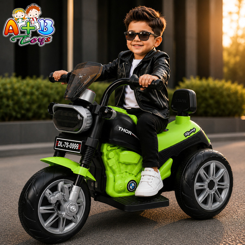 A+13 A+13 TOYS 1. Thor EV Bike for Kids with Forward Reverse LED Light Music System 2-5Y Bike Battery Operated Ride On(Green, Black) - Flipkart Deal