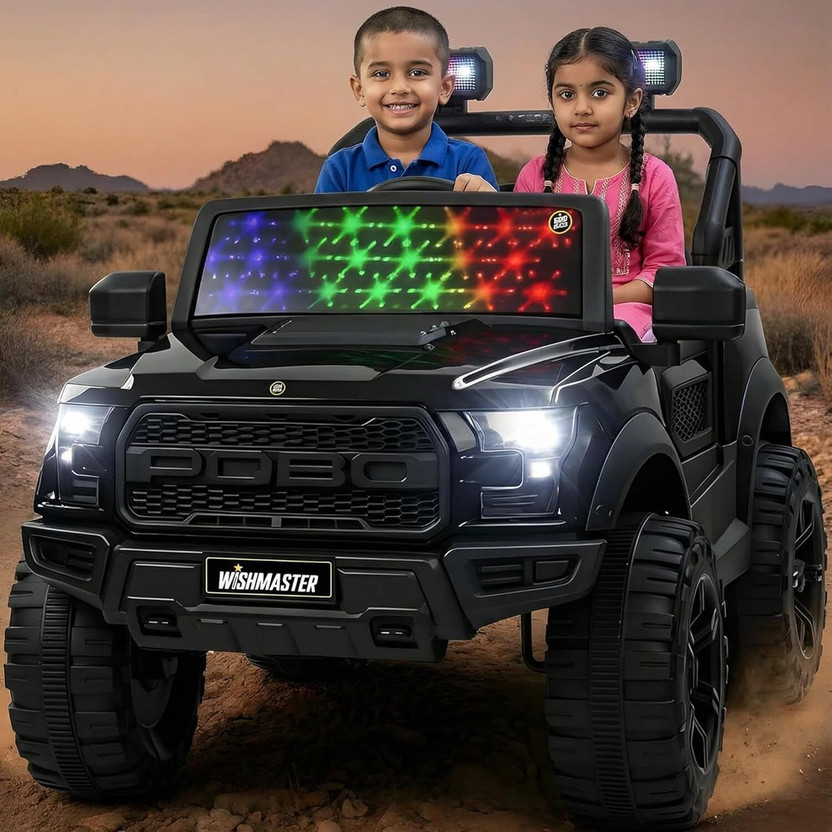 Wishmaster 4x4 Big Kids Driving Big Size Electric Cars For 2-8 Year Kids Car Battery Operated Ride On(Black)