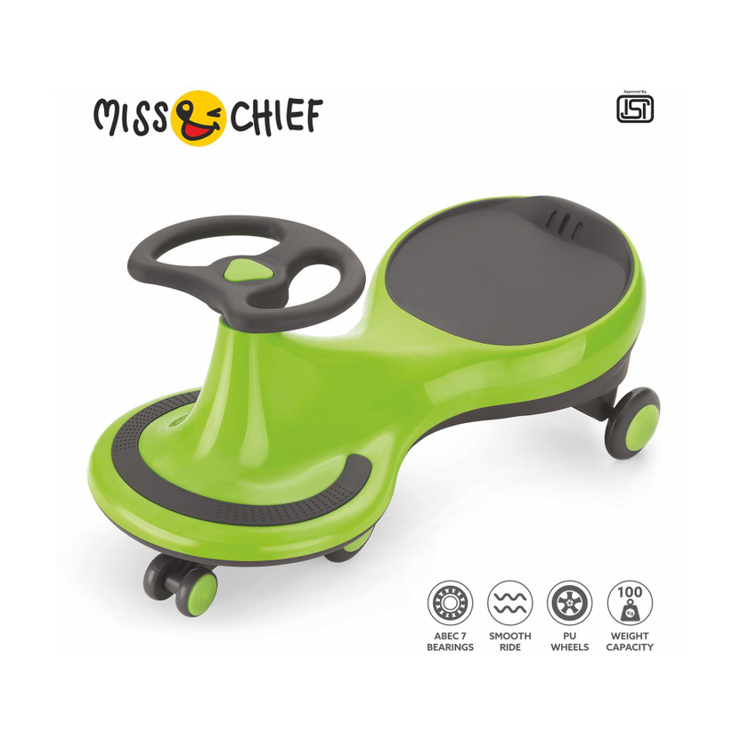 Miss & Chief Cruiser Assembled Swing Car for Kids (2-5 Years) Rideons & Wagons Non Battery Operated Ride On(Green)