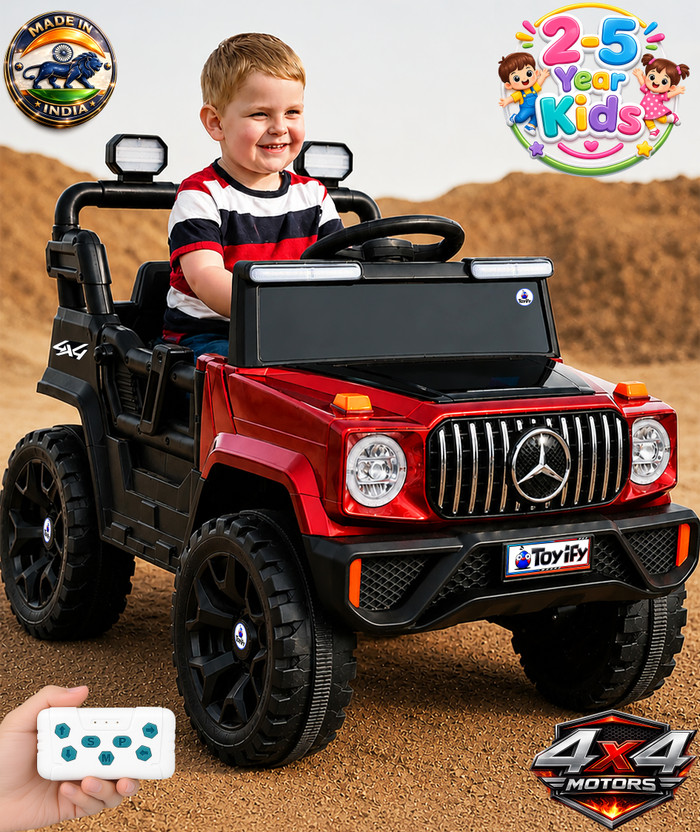 Toyify 4x4 Electric Car for Kids – 12V, Remote Ctrl, Music & Lights 1-6 Yrs Boys Girls Jeep Battery Operated Ride On(Red)