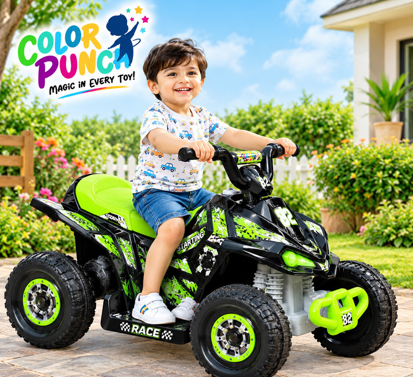 Colorpunch ATV PRIME EV BLUETOOTH MUSIC & LIGHT Car Battery Operated Ride On(Green)