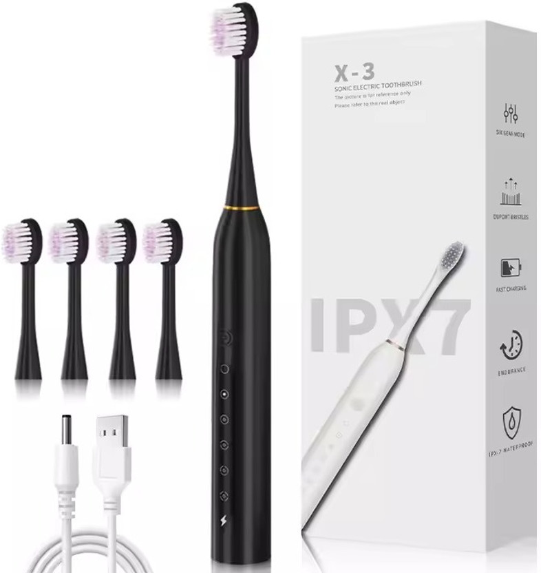 Kellsie Electric Travel Toothbrush USB Rechargeable 6 Position Adult Toothbrush Electric Toothbrush(Red, BALCK)