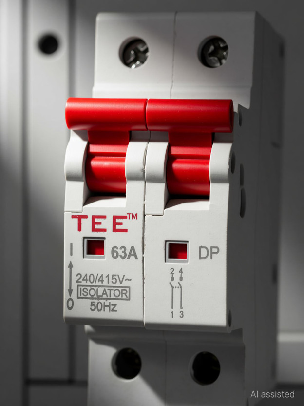 The Elite Electrotek Switch Double Pole 240V AC for Electrical Distribution Board Overload Protection FP ISOLATOR 63 AMP MCB(2)
