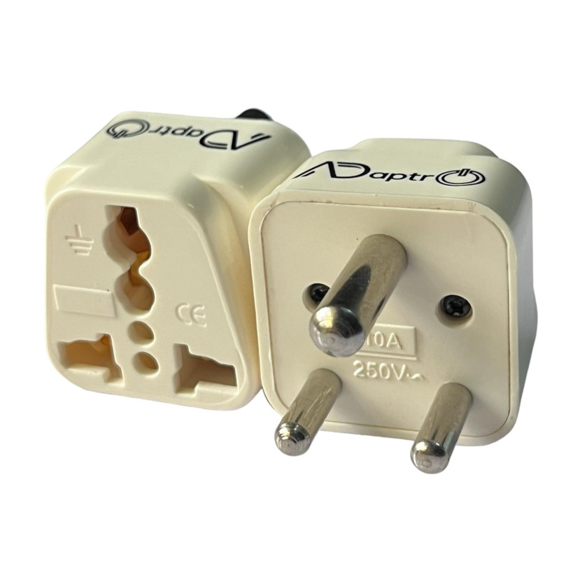 Adaptro Universal Conversion Plug Adapter For (USA, UK, AUS) to Indian Type D Socket 2 Worldwide Adaptor(White)