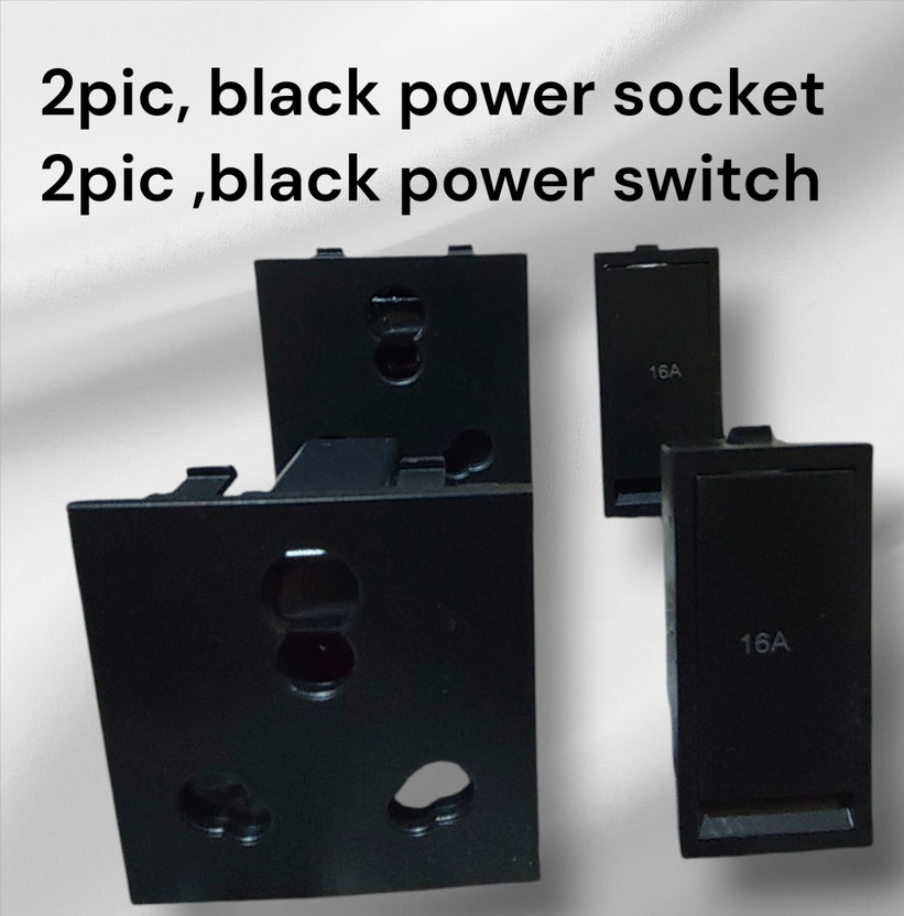 SARA black modular power switch /black 16amp 5pin socket (4pic pack) 16 A Five Pin Socket
