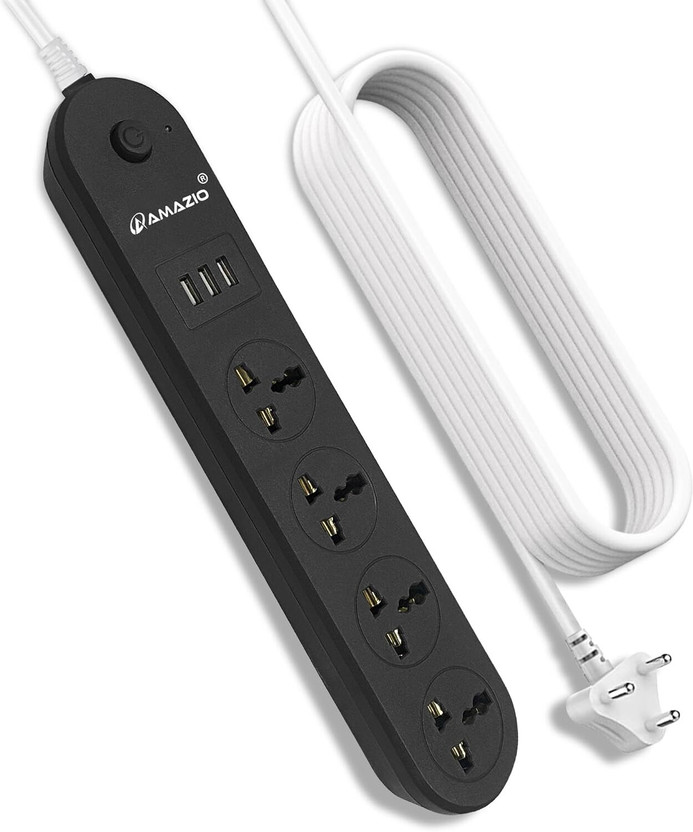 AMAZIO AMAZIO Power Strip with 4 Universal Socket & 3 USB Ports | Multi Socket Extension Board 10 A Three Pin Socket - Flipkart Deal