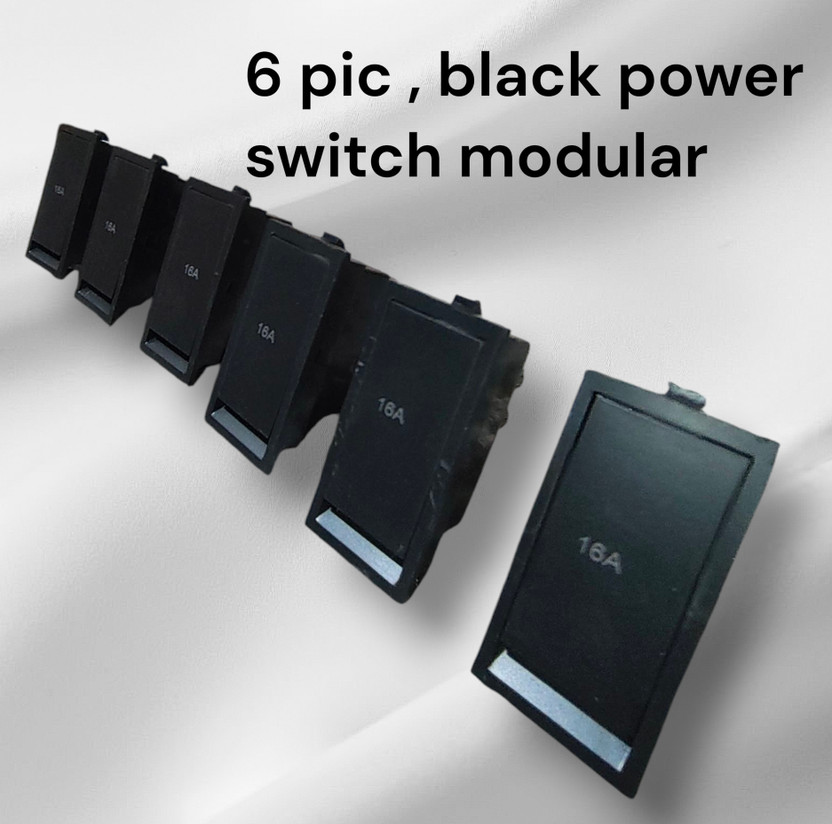 SARA black modular power switch /16amp switch black switch (6pic pack) 16 A Single Pin Socket