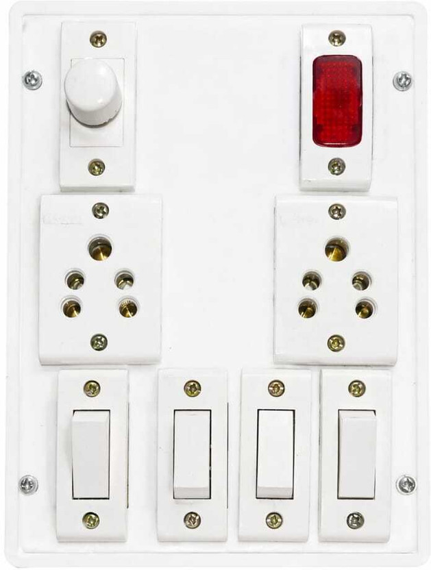 Rgtas Switch Board with 2 Universal Sockets 1 A Three Pin Socket