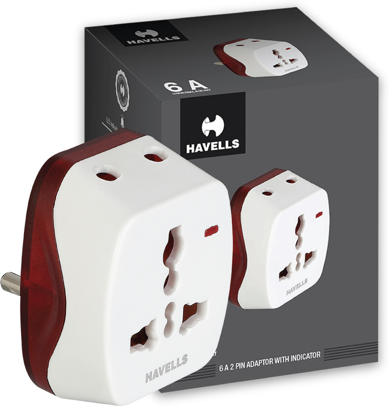 HAVELLS 6A 2 pin Universal Adaptor ( ind) 6 A Two Pin Socket
