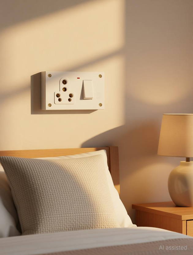 CANDLE Unbreakable FR 15amp. Switch Socket with Indicator Combined Board With Box 15 A Six Pin Socket