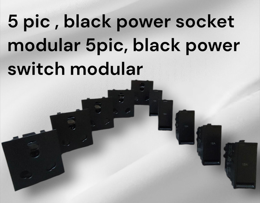 SARA black modular power switch /black 16amp 5pin socket (10pic pack) 16 A Five Pin Socket
