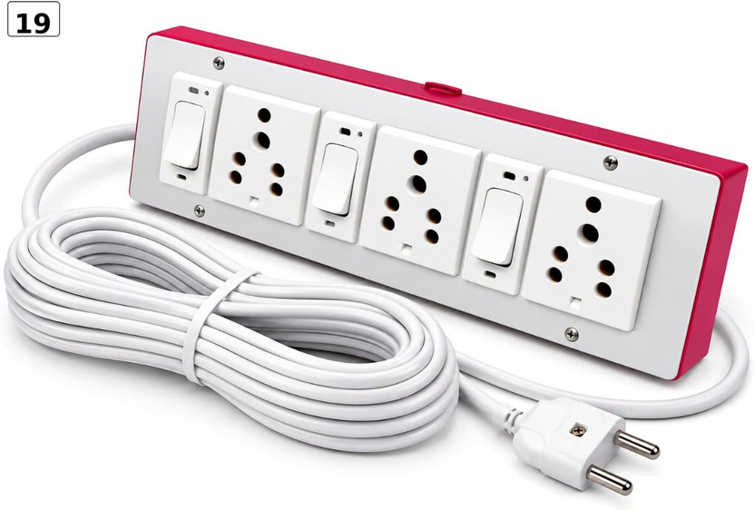GROOVS Extension Board with Multiple Switches and Sockets 6 A Five Pin Socket