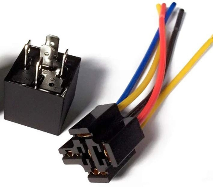 Uxcell 2pcs 12V DC 5-Pin 80A Interlocking Relay Socket Harness Base Style Spdt Black