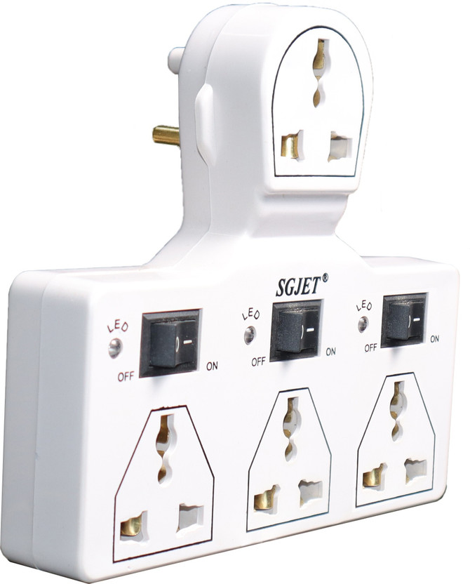SGJET 4 UNIVERSAL SOCKET 3 SWITCH MULTI PLUG EXTENSION BOARD 4  Socket Extension Boards(White, 0 m)