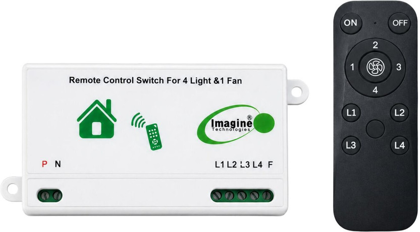 Imagine Technologies Remote Control Switch for 4 Light 1 Fan Regulator(Humming less Fan Speed ) 10 A One Way Electrical Switch(Pack of 1 Number of Switches - 5)