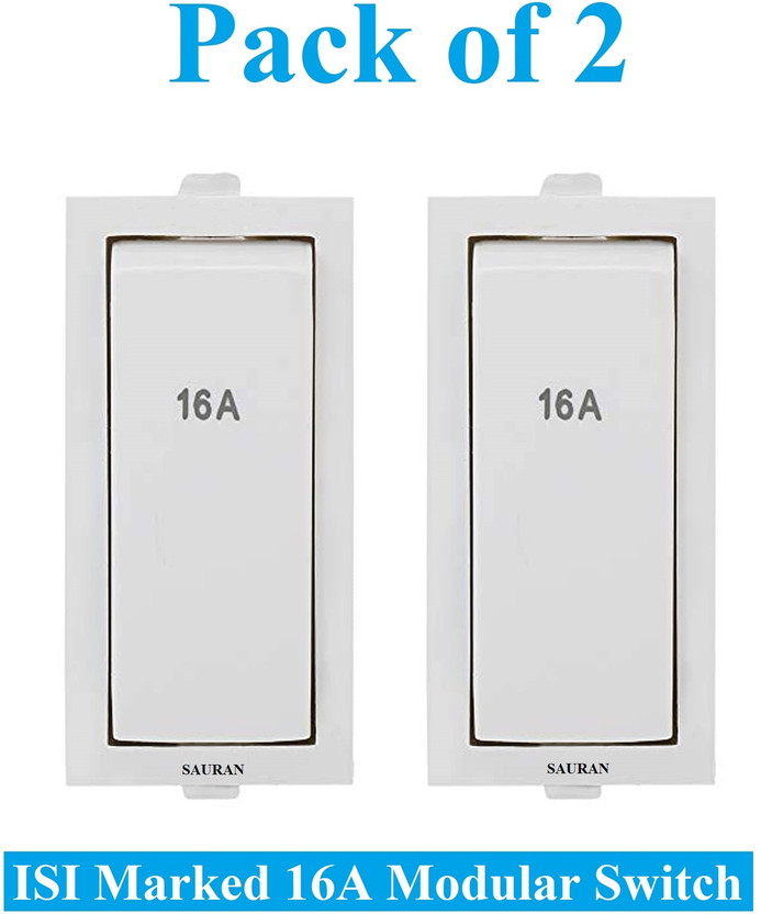 Sauran Sauran Pack of 2 Pieces 16amp ISI Marked Modular Switch White (ESP65) 16 A One Way Electrical Switch(Pack of 1 Number of Switches - 2) - Flipkart Deal