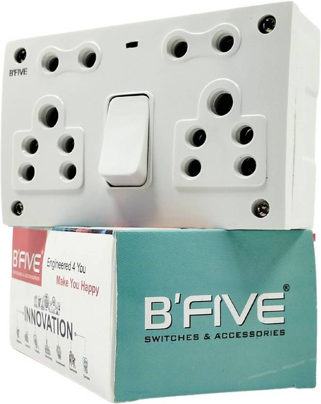 b'five 6 Amp. 6 in 1 Combined With Box Unbreakable Plastic switch