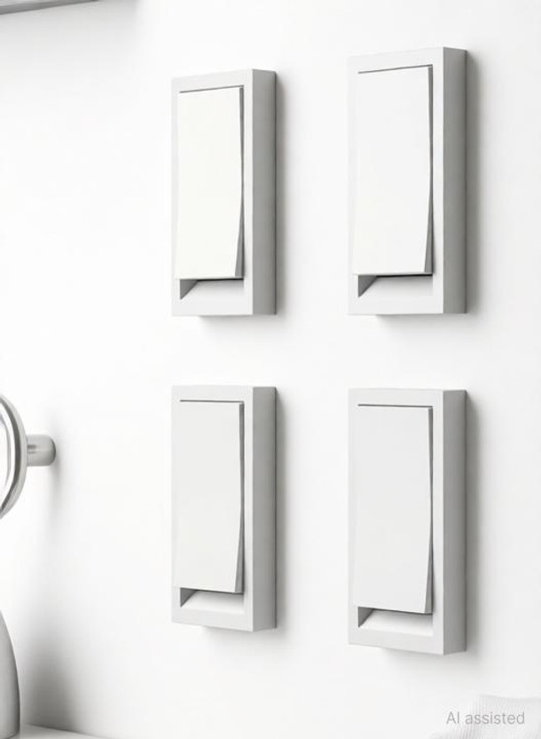 CANDLE Modular Roma Fitting FLAT 5amp. Unbreakable FR Switch 5 A One Way Electrical Switch(Pack of 1 Number of Switches - 4)
