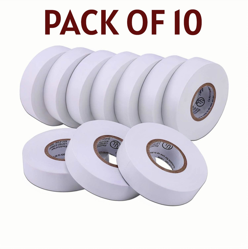 Candle PVC Tape Self Adhesive PVC Electrical Insulation White Tape Pack of 10(White)