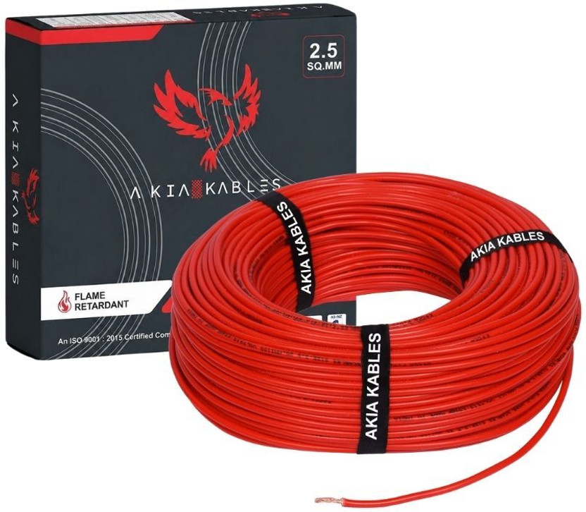 AKIA KABLES PVC Insulated CCA Copper Wire, Single Core Industrial Wiring Cable 2.5 sq/mm Red 90 m Wire(Red)