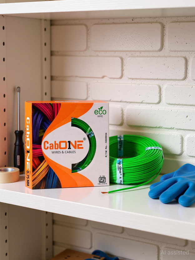 CabONE 0.75 mm COPPER Electrical Wire 90 MTR | Single Core | FR PVC Insulated Domestic 0.75 sq/mm Green 300 ft. Wire(Green)