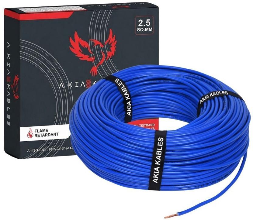AKIA KABLES 2.5 sq/mm PVC Insulated CCA Copper Wire, Single Core Industrial Wiring Cable 2.5 sq/mm Blue 90 m Wire(Green)