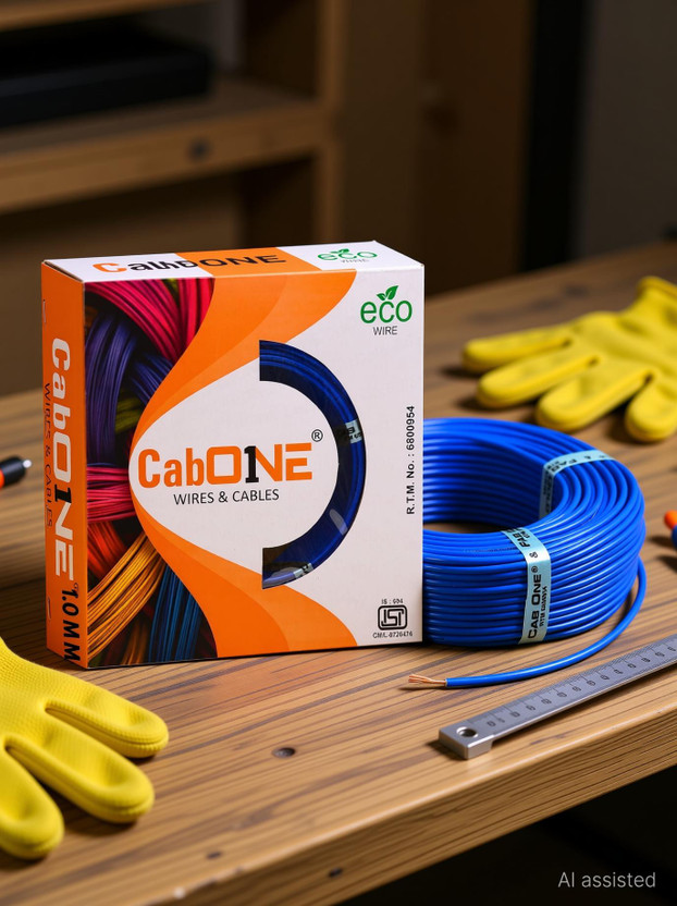 CabONE CabONE 1.0 sqmm COPPER Electrical Wire 90 MTR | Single Core | FR PVC Insulated Domestic 1 sq/mm Blue 300 ft. Wire(Blue) - Flipkart Deal