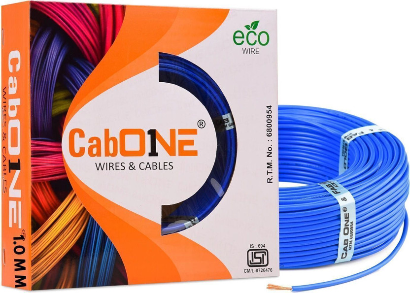 CabONE COPPER 1.0 sqmm| 90 MTR |FR PVC |Multi Strand |Electric Electrical Wire Cable 1 sq/mm Blue 300 ft. Wire(Blue)