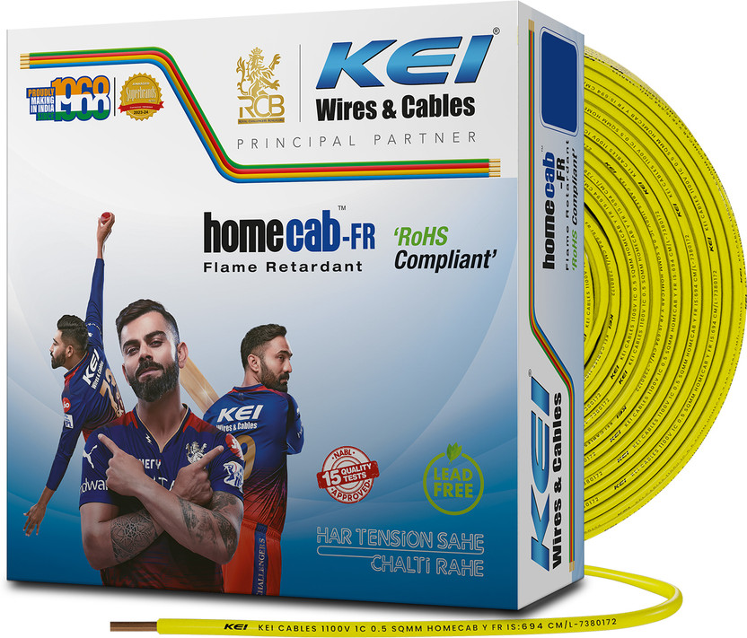 KEI FR PVC 0.75 sq/mm Yellow 90 m Wire(Yellow)