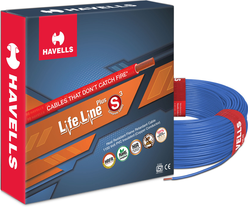 HAVELLS HRFR PVC 0.75 sq/mm Blue 90 m Wire(Blue)