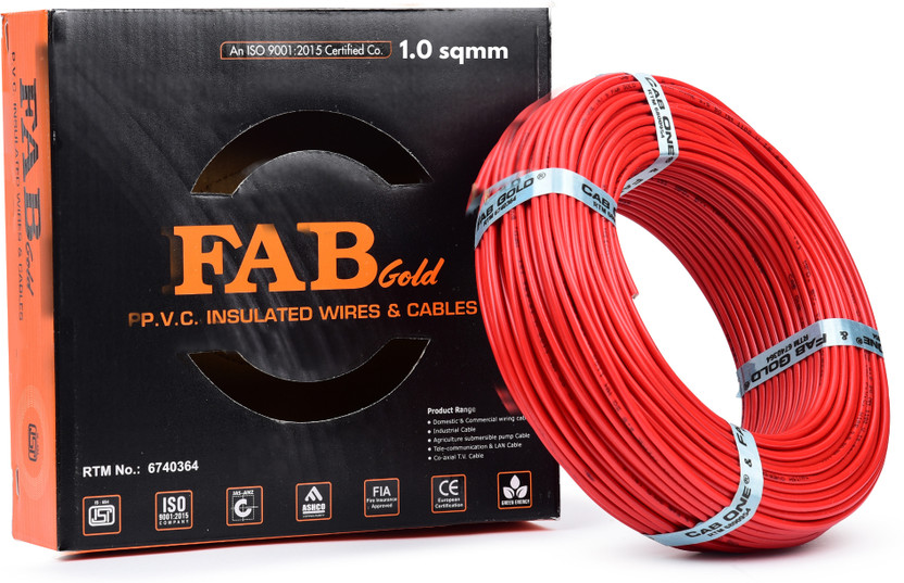 kripa FAB GOLD 1.0 sqmm |Copper Multi Strand|90M |House Fitting| FR PVC |Wires Cables 1 sq/mm Red 91 m Wire(Red)
