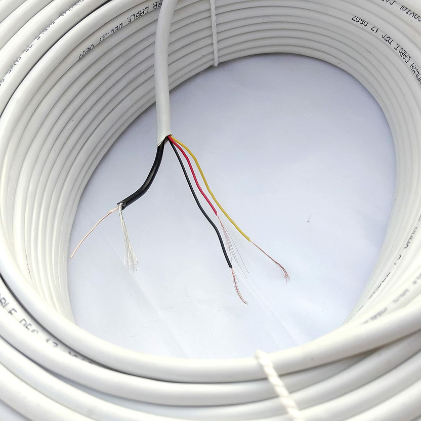 V A Antiques CCTV Wire 3+1 Full Copper Breding Alloy Mic Complete Video Transfer, 1 sq/mm White 15 m Wire(White)