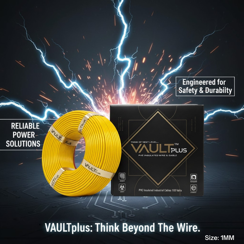 VAULTPlus CCA Copper Electrical Wire, Cable for Home & Industrial Wiring 1 sq/mm Yellow 90 m Wire(Yellow)