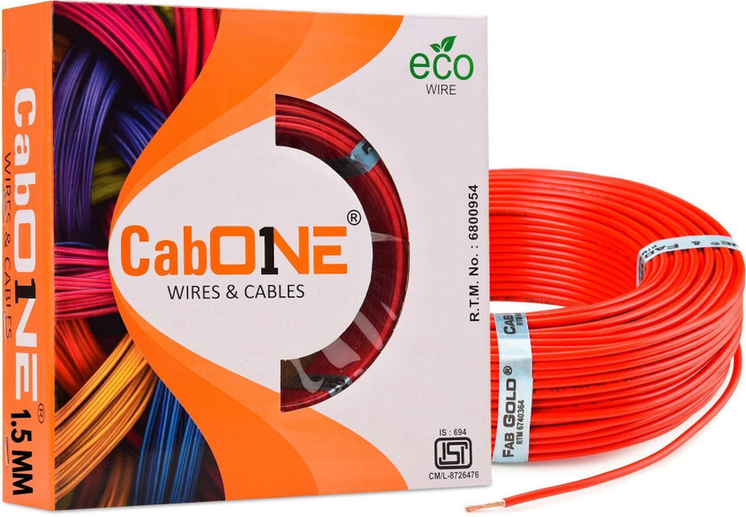 CabONE COPPER 1.5 sqmm |90 MTR| FR PVC| Multi Strand| Electric Electrical Wire Cable 1.5 sq/mm Red 300 ft. Wire(Red)