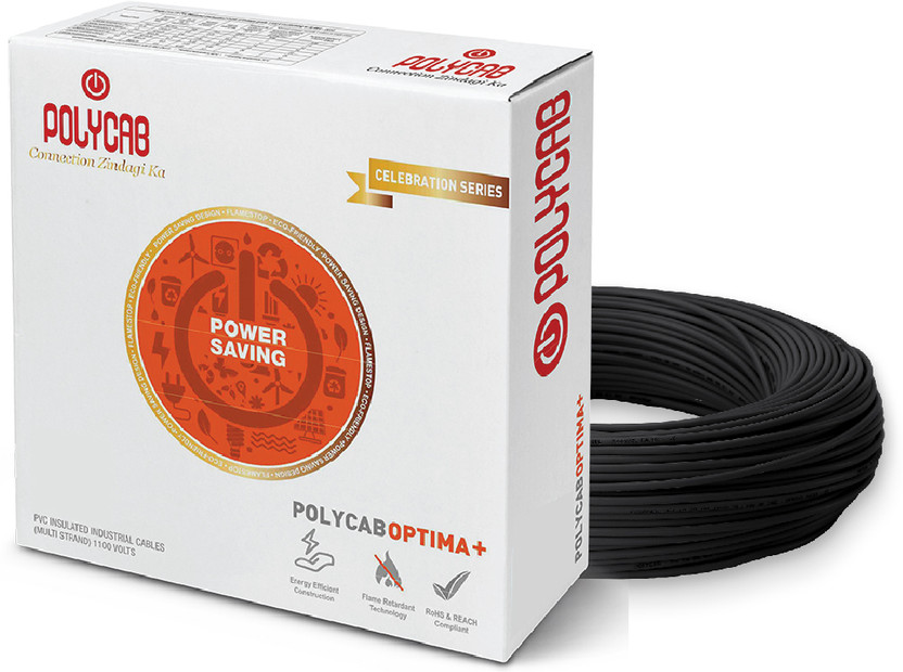 Polycab Optima Plus 0.75 sq/mm Black 90 m Wire(Black)