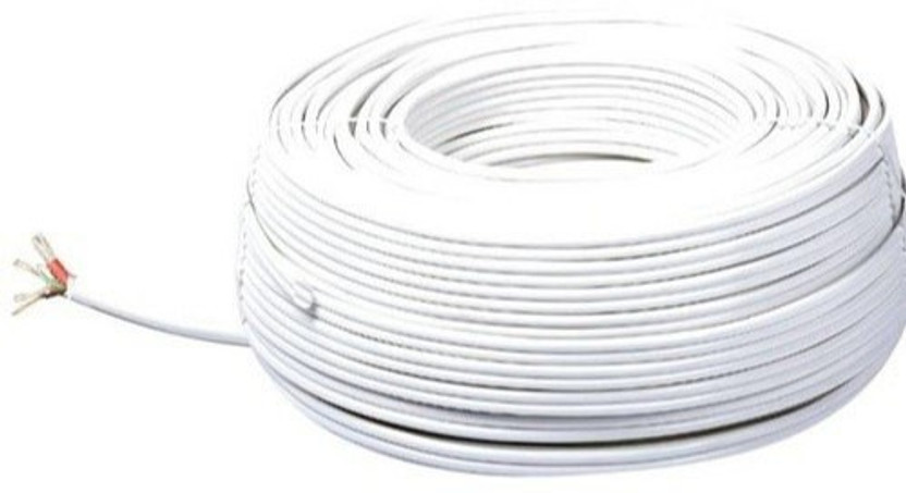 V A Antiques CCTV Wire 3+1 Full Copper Breding Alloy Mic Complete Video Transfer, 1 sq/mm White 80 m Wire(White)