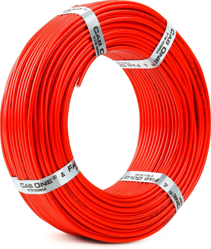 CabONE 4 MM Single Core Electric PVC Copper Wire For Domestic & Industrial 90 MTR 4 sq/mm Red 300 ft. Wire(Red)