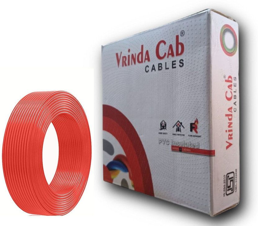 VrindaCab Multi Strand House Wiring Cable | FR PVC Insulated CCR Copper Wire 1.5 sq/mm Red 90 m Wire(Red)
