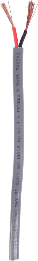 Oxcord Twin Flat 2 core Copper Wires and Cables 1.5mm for Domestic and Industrial Electric Connections Single Phase up to 1100v (5 Yard) 1.5 sq/mm Grey 15 ft. Wire(grey)