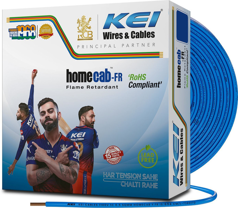 KEI FR PVC 0.75 sq/mm Blue 90 m Wire(Blue)
