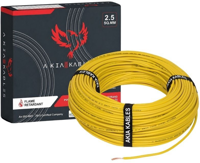 AKIA KABLES 2.5 sq/mm PVC Insulated CCA Copper Wire, Single Core Industrial Wiring Cable 2.5 sq/mm Yellow 45 m Wire(YELLOW)