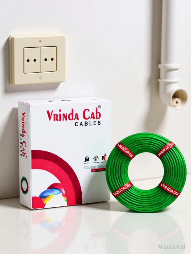 VrindaCab Multi Strand House Wiring Cable | FR PVC Insulated CCA Copper Wire 0.75 sq/mm Green 90 m Wire(Green)