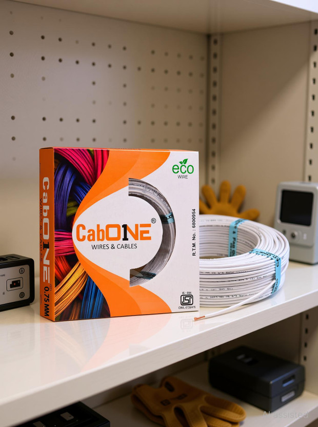 CabONE Lite 0.75 mm Electrical Wire|90m|Single Core|Copper|FR PVC Insulation Domestic 0.75 sq/mm White 300 ft. Wire(White)