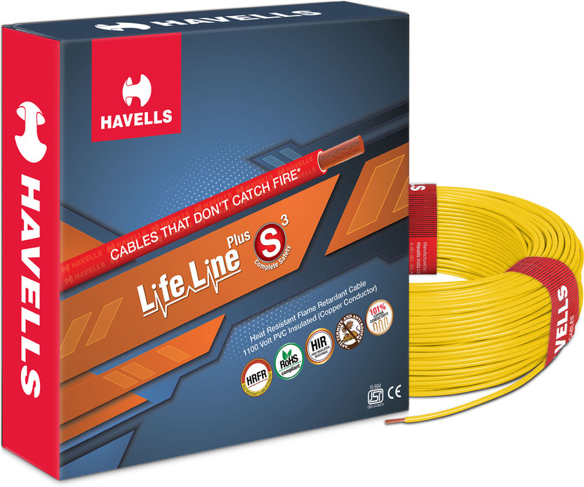 HAVELLS HRFR PVC 1 sq/mm Yellow 90 m Wire(Yellow)
