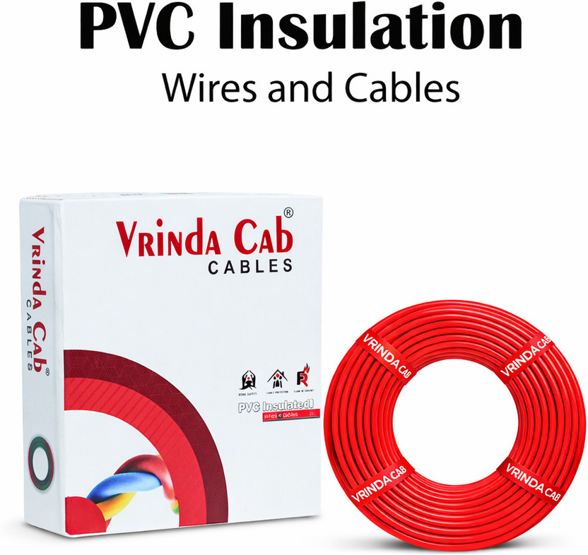 VrindaCab CCA Cable | Durable Insulated Wire for Home, Office & Electrical Wiring 4 sq/mm Red 90 m Wire(Red)