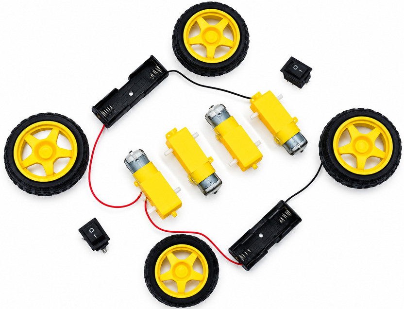 palbuzz 4 BO Motors, Yellow Wheels, Battery Holders and On/Off Switches Electronic Components Electronic Hobby Kit