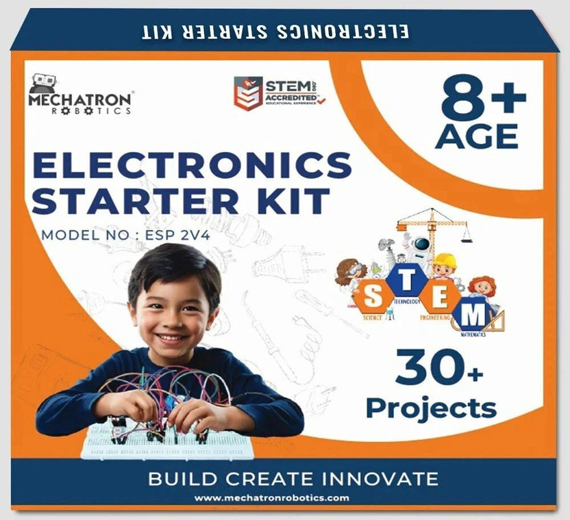 Mechatron Robotics 30+ DIY Electronics STEM Basic Project Kit (ESP2V4) for Age 8+ with FREE Course Electronic Components Electronic Hobby Kit