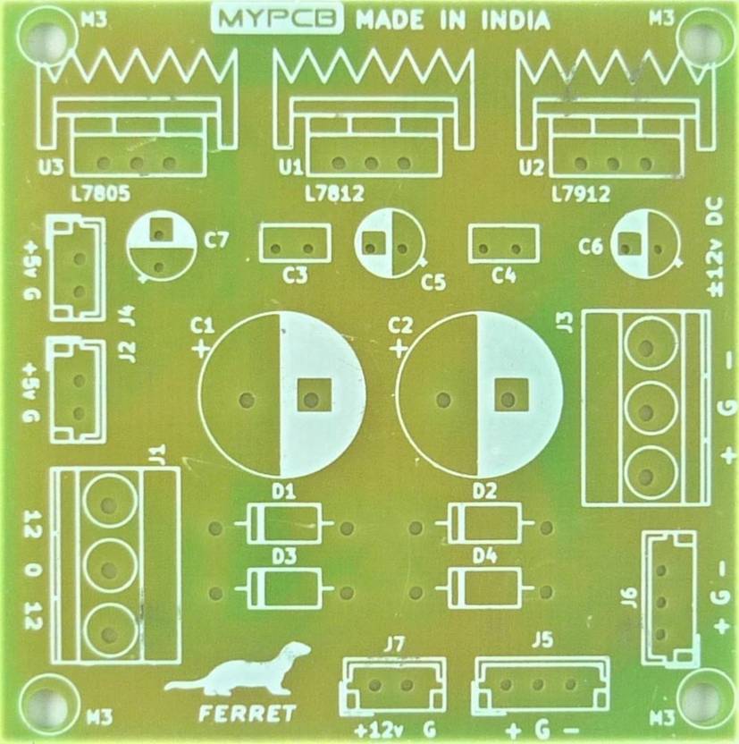 MYPCB +5v +12v -12v Regulated Power Supply Board with Multiple